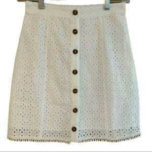 Lost + Wander White Eyelet Mini Skirt